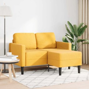 vidaXL 2θέσιος καναπές με καναπέ σε σχήμα L ανοιχτό κίτρινο 125 εκ.
