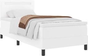 vidaXL Κρεβάτι με ελατήρια με στρώμα Λευκό 90 x 200 cm Τεχνητό δέρμα