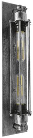 GloboStar REBELL 01567 Vintage Industrial Φωτιστικό Τοίχου Απλίκα Δίφωτο Ασημί Σκουριά Μεταλλικό Πλέγμα Μ9.5 x Π10 x Υ47cm - 01567