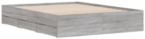vidaXL Πλαίσιο Κρεβατιού με συρτάρια Γκρι sonoma 140x200εκ. Επεξ. Ξύλο