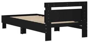 vidaXL Πλαίσιο Κρεβατιού με Κεφαλάρι Μαύρο 75x190 εκ. Επεξ. Ξύλο