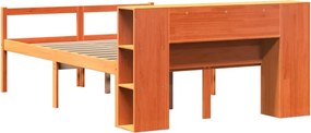 vidaXL Κρεβάτι Βιβλιοθήκη Χωρίς Στρώμα Καφέ 150x200 εκ Μασίφ Πεύκο