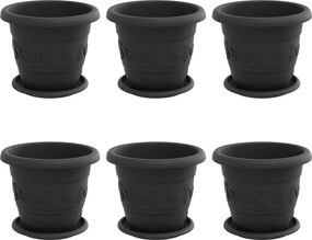 vidaXL Γλάστρες φυτών 6 pcs Μαύρο Ø 22 x 18 εκ Πλαστικό