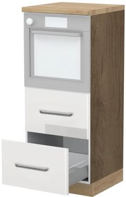 Επιδαπέδιο ντουλάπι φούρνου ψηλό Modena K14-60-2MB-Φυσικό σκούρο - Λευκό γυαλιστερό - 60.00Χ60.00Χ148.00cm
