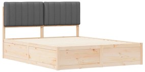 vidaXL Σκελετός Κρεβατιού με Επενδεδυμένο Κεφαλάρι Σκούρο Γκρι