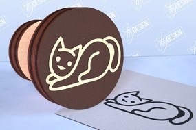 Intra απο ξύλο plywood 3mm-4mm πάχος Σφραγίδα γάτας | Αστεία γάτα | CNC Δίασταση 30x20 cm INTRAFABR-98554692