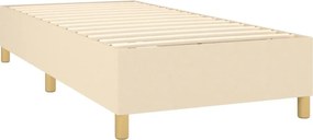 vidaXL Κρεβάτι Boxspring με Στρώμα Κρεμ 90x190 εκ.Υφασμάτινο