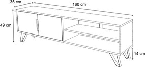Έπιπλο τηλεόρασης Foot καρυδί 160x35x49εκ