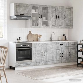 vidaXL Μονάδα κουζίνας KALMAR 8 pcs Γκρι Σκυροδέματος