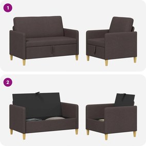 vidaXL Σαλονάκι Σετ Με Αποθηκευτικό Χώρο 2 pcs Σκούρο Καφέ Πολυεστέρας