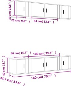 vidaXL Σετ Επίπλων Τηλεόρασης 6 Τεμαχίων Καπνιστή δρυς Επεξ. Ξύλο