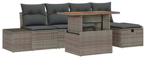 vidaXL Σετ Καναπέ Κήπου Ρυθμιζόμενο ύψος 6 pcs Γκρι συνθετικό ρατάν