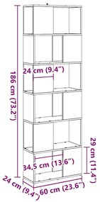 Βιβλιοθήκη/Διαχωριστικό Χώρου Παλιό Ξύλο 60 x 24 x 186 εκ. - Καφέ