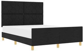 vidaXL Σκελετός Κρεβατιού με κεφαλάρι Μαύρο 140 x 200 cm ύφασμα