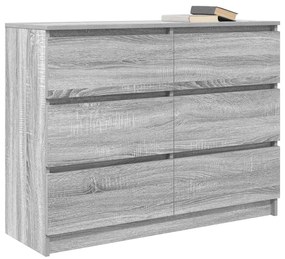 vidaXL Sideboard Γκρι Sonoma 100x35x76 cm Ξύλινο μηχανουργικό ξύλο