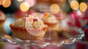 Intra Συλλεκτικό Ξύλινο Παζλ Plywood  4mm - Cupcakes με White Frosting και Πασπαλίζουμε σε ένα γυάλινο πιάτο Σε Ξύλινο Κουτί - Διαστάσεις: 10x10 cm – 25 κομμάτια