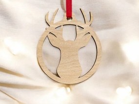 Σετ των 3 Intra απο ξύλο plywood 3mm-4mm πάχος – Κεφάλι ελαφιού με χριστουγεννιάτικο μπιχλιμπίδι με ελαφοκέρατα 10x10 cm INTRAVECTRY-MY542715