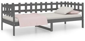 Καναπές Κρεβάτι Γκρι 90 x 190 εκ. από Μασίφ Ξύλο Πεύκου - Γκρι