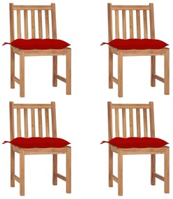vidaXL Καρέκλες Κήπου 4 τεμ. από Μασίφ Ξύλο Teak με Μαξιλάρια
