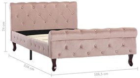 vidaXL Πλαίσιο Κρεβατιού Ροζ 100 x 200 εκ. Βελούδινο