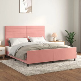 Πλαίσιο Κρεβατιού με Κεφαλάρι Ροζ 180x200 εκ. Βελούδινο