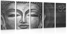 Εικόνα 5 τμημάτων προσώπου του Βούδα σε ασπρόμαυρο - 100x50