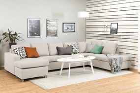 Γωνιακός Καναπές Scandinavian Choice C157, Beige, Ασημί, 344x199x80cm, Πόδια: Μέταλλο | Epipla1.gr