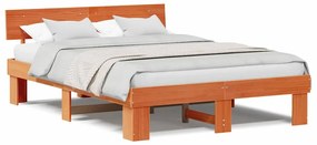 vidaXL Σκελετός Κρεβατιού Καφέ κεριού 150 x 200 cm Μασίφ ξύλο πεύκου