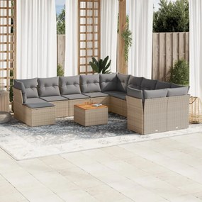 vidaXL Patio Sofa Set 11-θέσια Μίξη μπεζ και ανοιχτό γκρι