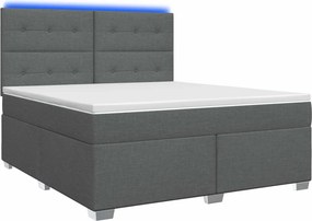 vidaXL Κρεβάτι box spring με στρώμα Σκούρο Γκρι 160 x 200 cm Ύφασμα