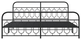 Πλαίσιο Κρεβατιού με Κεφαλάρι&amp;Ποδαρικό Μαύρο 200x200εκ. Μέταλλο - Μαύρο