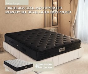 Στρώμα  E040 Black Cool Max Memory Gel Hyper Soft Royal Latex High Pocket  120×200 εκ.  Σκληρότητας: Μαλακό Orion Strom