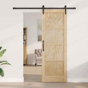 vidaXL Συρόμενη Πόρτα Φυσικό και μαύρο 73.5 x 211 εκ