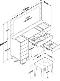 Τουαλέτα Μακιγιάζ Λευκό CAAFO 120x40x133.6