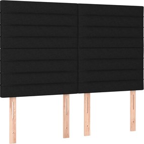 vidaXL Κρεβάτι Boxspring με Στρώμα Μαύρο 140x200 εκ. Υφασμάτινο