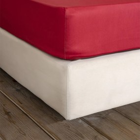 Σεντόνι Superior Satin Με Λάστιχο Red Nima Μονό 100x234cm 100% Cotton Satin