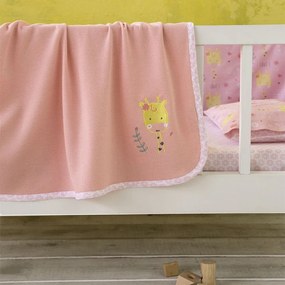 Κουβέρτα Βρεφική Πικέ Giraffe Love Pink Nima Κούνιας 100% Cotton