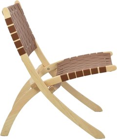 Πολυθρόνα αναδιπλούμενη Nextdeco Camel δέρμα και ξύλο Υ78x66x71εκ.