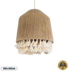 Boho Κρεμαστό Φωτιστικό Οροφής Μονόφωτο 02092 GloboStar-2092-Μπεζ 2092