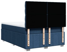 vidaXL Κρεβάτι Boxspring με Στρώμα Μπλε 160x200 εκ. Υφασμάτινο