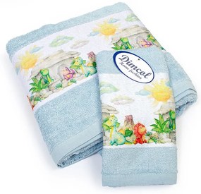 Πετσέτες Βρεφικές Dinosaurs 310 (Σετ 2τμχ) Sky Blue DimCol Towels Set 70x140cm 100% Βαμβάκι