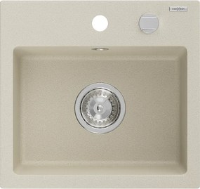 Mexen Milo νεροχύτης γρανίτης 1-διαμερίσματος 435 x 410 mm, μπεζ, σιφόνι χρώμιο