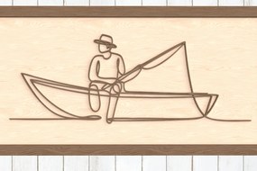 Σετ των 2 Intra απο ξύλο plywood  Χρώμα wenge 3mm-4mm πάχος - Ψαράς στο Boat Line Art Δίασταση 6x6 cm INTRAFABR-114642063