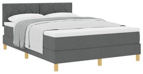 vidaXL Κρεβάτι Box Spring με Στρώμα Σκούρο Γκρι 140x190 cm Ύφασμα