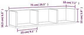 Ντουλάπι Τοίχου Γκρι Σκυρ. 75x18x16,5 εκ. Επεξεργασμένο Ξύλο - Γκρι