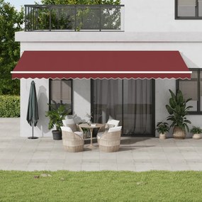 vidaXL Χειροκίνητη Τέντα 6 x 3,5 m Μπορντό 100% Πολυεστέρας