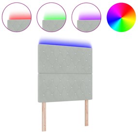 vidaXL LED Πλάτη Ανοιχτό Γκρι 100 cm Βελούδο