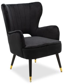 Intrahome Πολυθρόνα - μπερζέρα FUJIA Intrahome βελούδο μαύρο 65x74x90εκ | SKU: INTRAPA-221111136