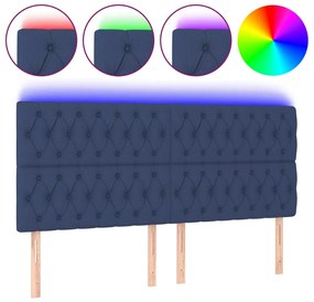 vidaXL Κεφαλάρι Κρεβατιού LED Μπλε 200x7x118/128 εκ. Υφασμάτινο