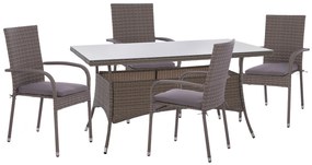 ΣΕΤ ΤΡΑΠΕΖΑΡΙΑΣ 5ΤΜΧ ΤΡΑΠ. 150Χ90 & ΠΟΛΥΘΡΟΝΕΣ WICKER RATTAN ΓΚΡΙ HM11713.01